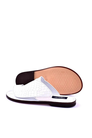 Corrente 5830 Croco & Ostrich Sandal - White