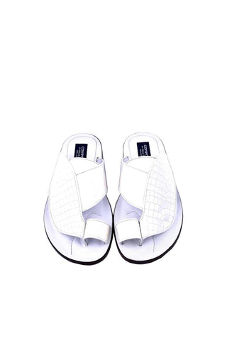 Corrente 5830 Croco & Ostrich Sandal - White