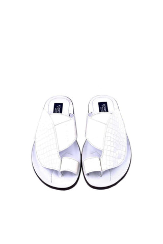 Corrente 5830 Croco & Ostrich Sandal - White