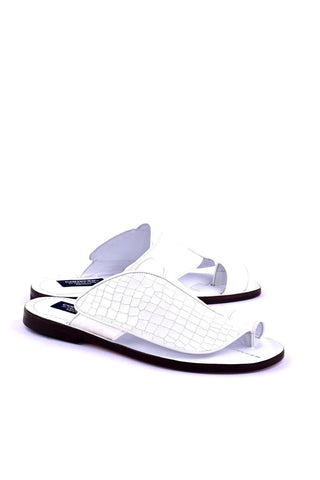 Corrente 5830 Croco & Ostrich Sandal - White