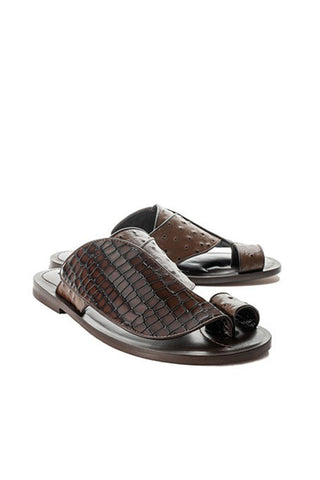 Corrente 5830 Croco Print Exotic Ostrich Skin Sandal (CRT1327)-AmbrogioShoes