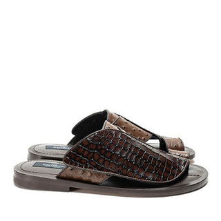 Corrente 5830 Croco Print Exotic Ostrich Skin Sandal (CRT1327)-AmbrogioShoes