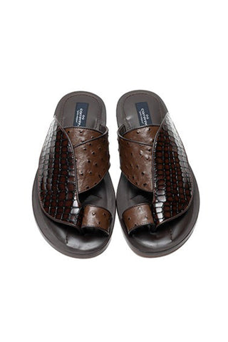 Corrente 5830 Croco Print Exotic Ostrich Skin Sandal (CRT1327)-AmbrogioShoes