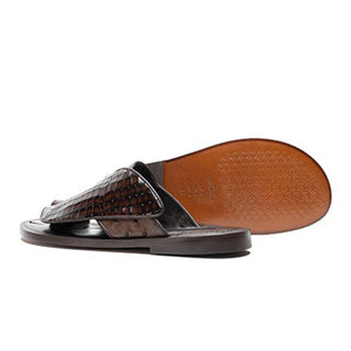 Corrente 5830 Croco Print Exotic Ostrich Skin Sandal (CRT1327)-AmbrogioShoes