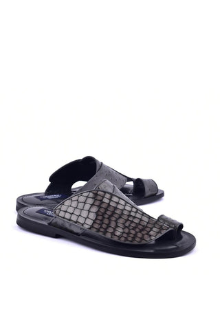 Corrente 5830 Croco Print Exotic Ostrich Skin Sandal (CRT1327)-AmbrogioShoes