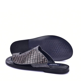 Corrente 5830 Croco Print Exotic Ostrich Skin Sandal (CRT1327)-AmbrogioShoes