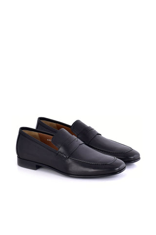 Corrente 6074 Leather Penny Loafer - Black