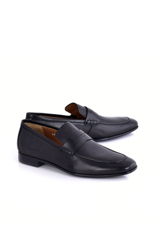 Corrente 6074 Leather Penny Loafer - Black
