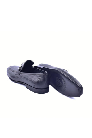 Corrente 6091 Leather Horse-Bit Loafer - Black
