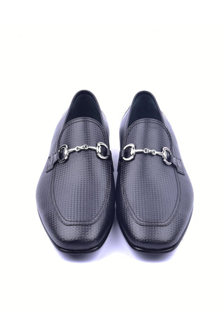 Corrente 6091 Leather Horse-Bit Loafer - Black