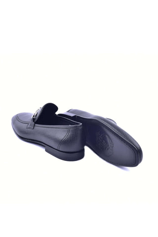 Corrente 6091 Leather Horse-Bit Loafer - Black