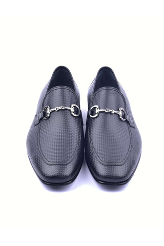 Corrente 6091 Leather Horse-Bit Loafer - Black