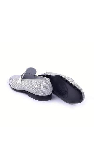 Corrente 6091 Leather Horse-Bit Loafer - White