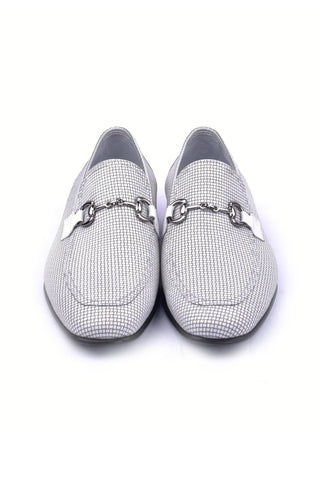 Corrente 6091 Leather Horse-Bit Loafer - White