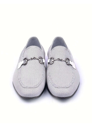 Corrente 6091 Leather Horse-Bit Loafer - White