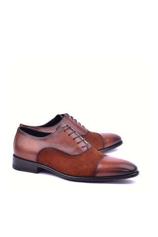 Corrente 6265 Brown Suede / Calf Skin Leather Cap toe Lace up Oxfords (CRT1371)-AmbrogioShoes