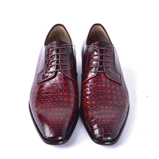 Corrente 6291 Men's Shoes Crocodile Print Calf-Skin Leather Derby (CRT1451)-AmbrogioShoes