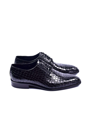 Corrente 6291C Embossed Leather Derby - Black