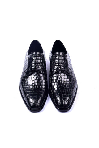 Corrente 6291C Embossed Leather Derby - Black