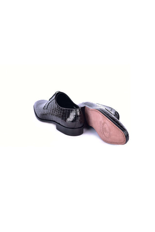 Corrente 6291C Embossed Leather Derby - Black