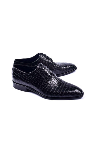 Corrente 6291C Embossed Leather Derby - Black