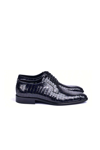 Corrente 6291C Embossed Leather Derby - Navy