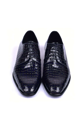 Corrente 6291C Embossed Leather Derby - Navy
