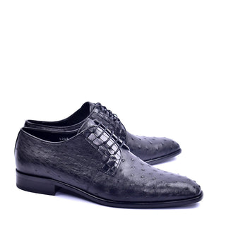 Corrente 6348 Men's Shoes Exotic Ostrich-Skin Lace up Derby (CRT1319)-AmbrogioShoes
