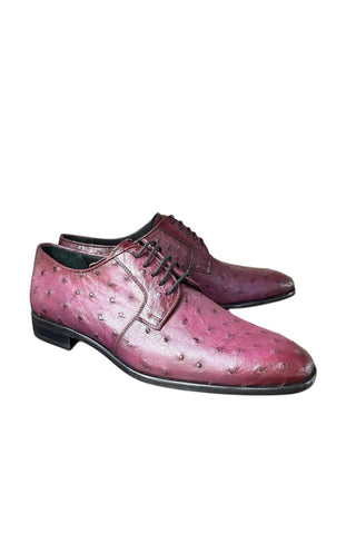 Corrente 6348 Ostrich Lace up Derby - Burgundy