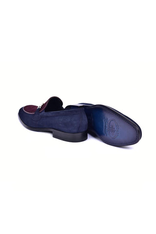 Corrente 6376S Suede Horse-Bit Loafer - Navy & Burgundy