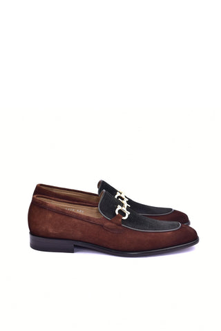 Corrente 6376S Suede Horse-Bit Loafer - Tan & Green