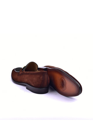 Corrente 6376S Suede Horse-Bit Loafer - Tan & Green