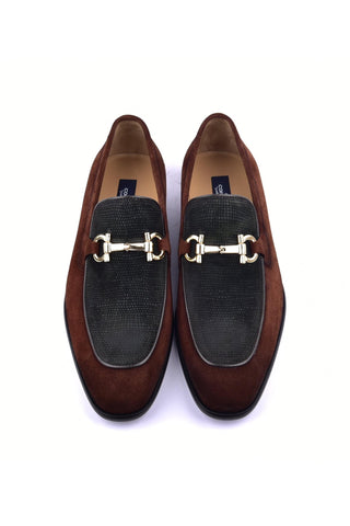 Corrente 6376S Suede Horse-Bit Loafer - Tan & Green