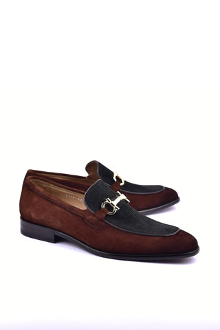 Corrente 6376S Suede Horse-Bit Loafer - Tan & Green