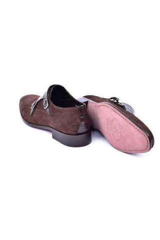 Corrente 6433 Crocodile Print & Suede Double Monk-Straps Loafers (CRT1490)-AmbrogioShoes