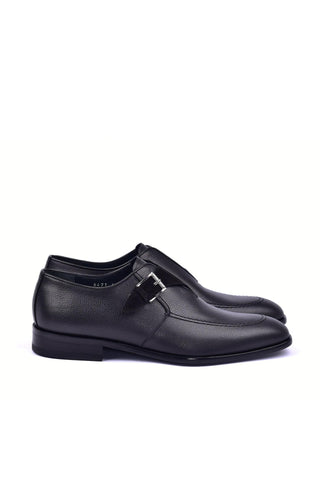 Corrente 6471 Leather Single Monk-Strap - Black