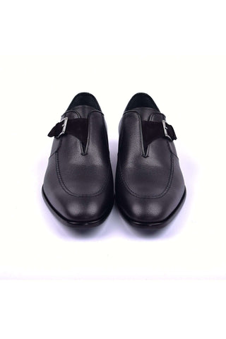 Corrente 6471 Leather Single Monk-Strap - Black