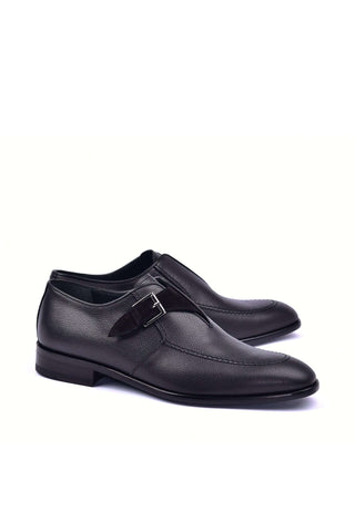 Corrente 6471 Leather Single Monk-Strap - Black