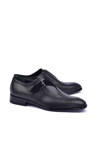 Corrente 6471 Leather Single Monk-Strap - Black