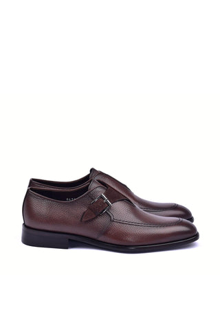 Corrente 6471 Leather Single Monk-Strap - Brown