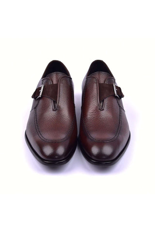 Corrente 6471 Leather Single Monk-Strap - Brown