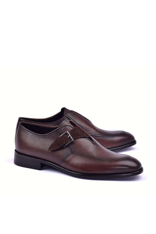 Corrente 6471 Leather Single Monk-Strap - Brown