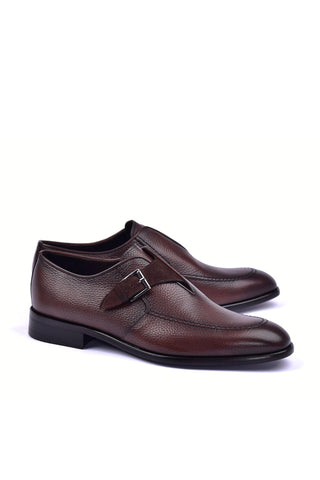 Corrente 6471 Leather Single Monk-Strap - Brown