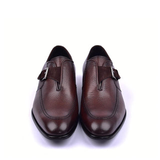 Corrente 6471 Men's Shoes Brown Calf Skin Leather Monk Strap Loafers (CRT1364)-AmbrogioShoes