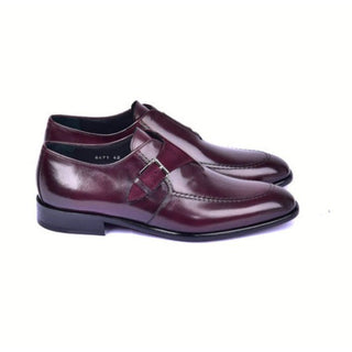 Corrente 6471 Men's Shoes Burgundy Suede / Calf-Skin Leather Monk-Strap (CRT1463)-AmbrogioShoes