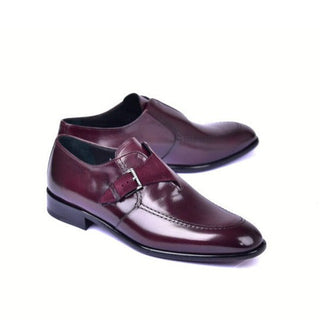 Corrente 6471 Men's Shoes Burgundy Suede / Calf-Skin Leather Monk-Strap (CRT1463)-AmbrogioShoes