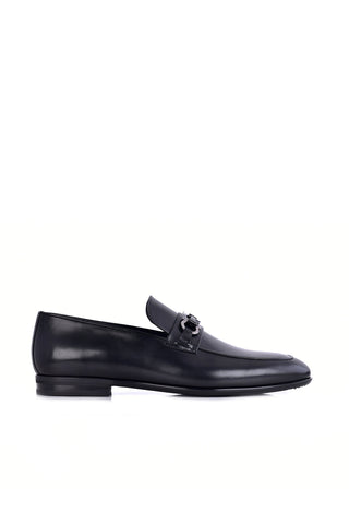Corrente 6627 Leather Horse-Bit Loafer - Black