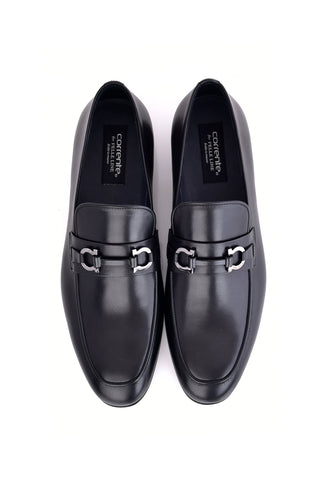 Corrente 6627 Leather Horse-Bit Loafer - Black