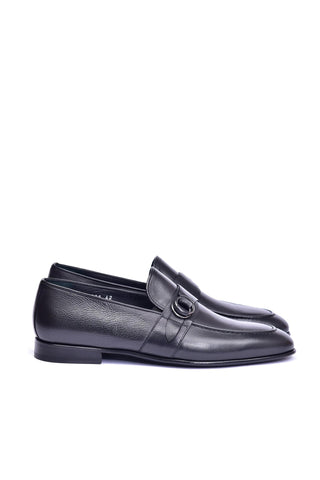 Corrente 6628 Leather Buckle Loafer - Black