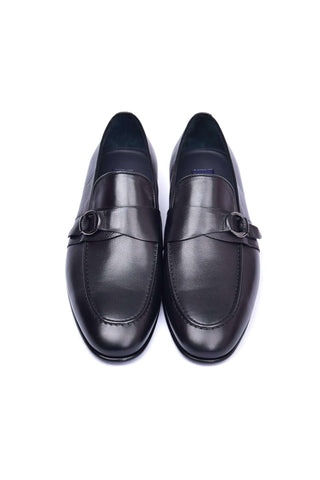 Corrente 6628 Leather Buckle Loafer - Black